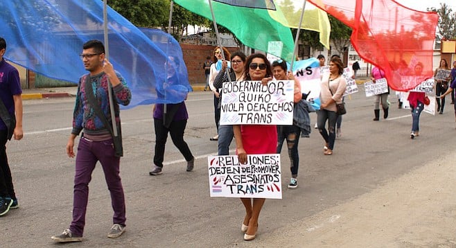 At the May 17 march recognizing el dia nacional de la lucha contra la homofobia, people carried signs that criticized Baja's governor.