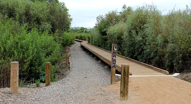 Part of the Tijuana River Valley trail is along a boardwalk 