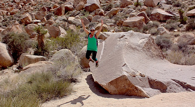 Climbing and jumping around in the park's desert wonderland.