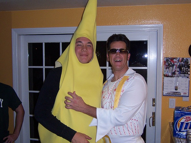 Brian the Banana, and Andrew as Elvis