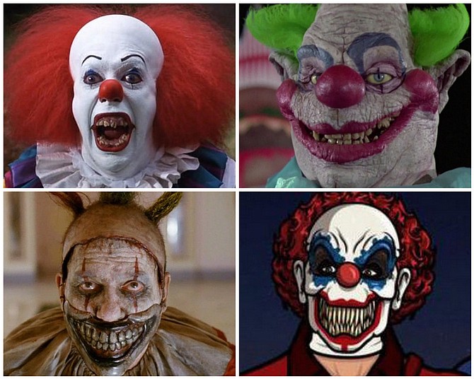No laughing matter: UCSD Professor of Social Pseudosciences Kate Pontifi says that while Musical Fruit’s appearance does indicate that coulrophobia is no longer as socially acceptable as it once was, “the days of Pennywise from Stephen King’s It and the Killer Klowns from Outer Space (top left and right) are by no means ancient history. American Horror Story’s Twisty the Clown may have been a tragic figure, but he was also a deranged murderer. And the animated series Archer recently outfitted a gang of violent thieves in evil clown masks, and made them incompetent to boot. To see these kinds of casually demonizing portrayals in shows noted for their generally accepting atmospheres just shows how far we have to go as a society in our opinion and treatment of clowns.”