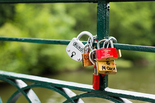 "Love Locks" on bridge.