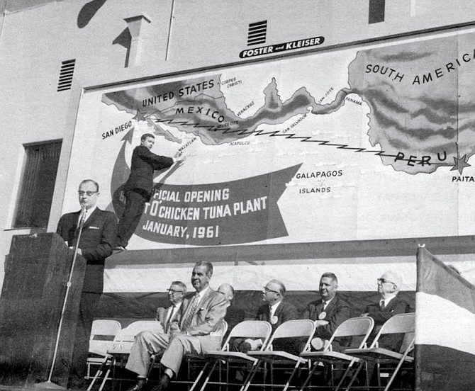 Westgate Tuna Plant dedication, 1961. I was hustling private investment to come in and invest in tuna canneries because we were trying to expand our fleet.
