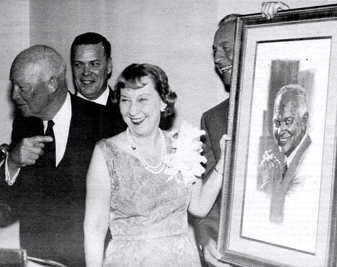 President Dwight Eisenhower (left), Mamie Eisenhower (center), Smith (right), c. 1959. We were giving him a breakfast at the Cuyamaca Club. I was sitting next to him, and we were talking about San Diego, and he said, “Is the El Cortez Hotel the best hotel you’ve got in San Diego?”