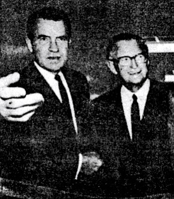 Nixon and James Copley, October 8, 1973. Copley once boasted that his papers had “delivered” San Diego to Nixon during the closely fought 1960 presidential campaign.