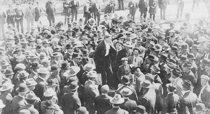 IWW demonstration, 1911. On March 4, 1912 the police department hastily deputized 500 men for the battle, and the common council passed an anti-picketing ordinance, making all demonstrations illegal.