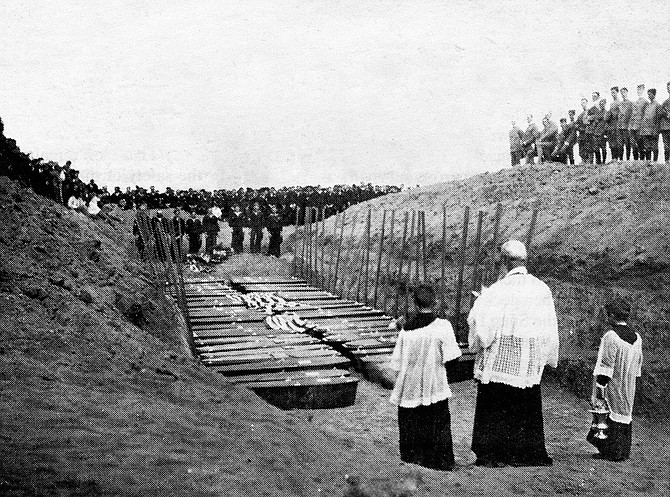 As for the dead whose graves were buried on Point Loma two days later, the Navy did a turnaround on shipping the bodies to their loved ones. Originally, naval officials had “forgotten” that Congress after the sinking of the Maine authorized funds for sending bodies of sailors home.