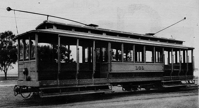 The spacious trolley car carried them up Sixteenth Street and down Broadway, where at Horton Plaza they switched to the line heading up what is now Pacific Highway.