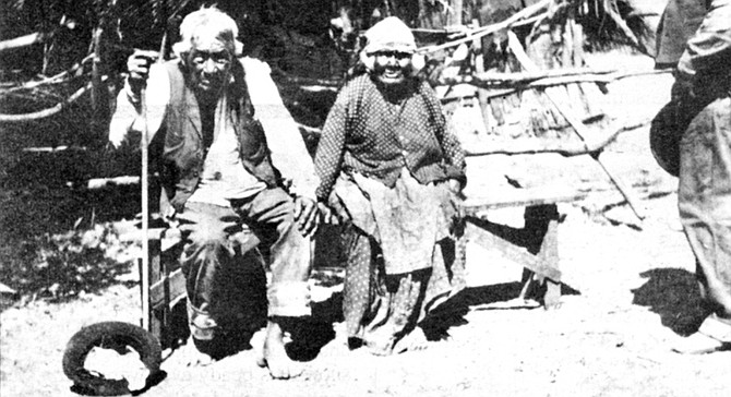 Indian couple, 1910. "Many of our boys and young men left us to go where the whites went, never to return."