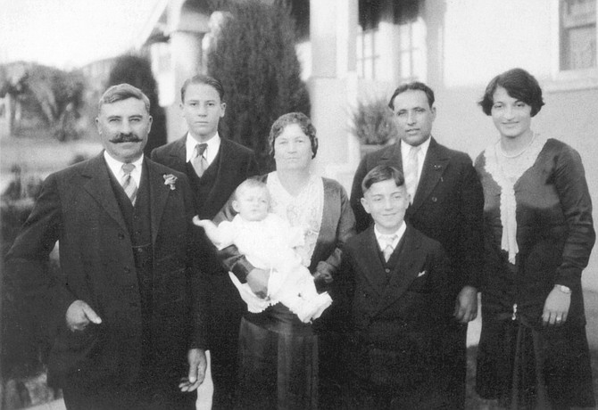 From left: Caesare, Angelo, Matilda, Mary (baby), Lorenzo (in front), Joseph Ferraro, Mary Ferraro (Madalena), c. 1929
