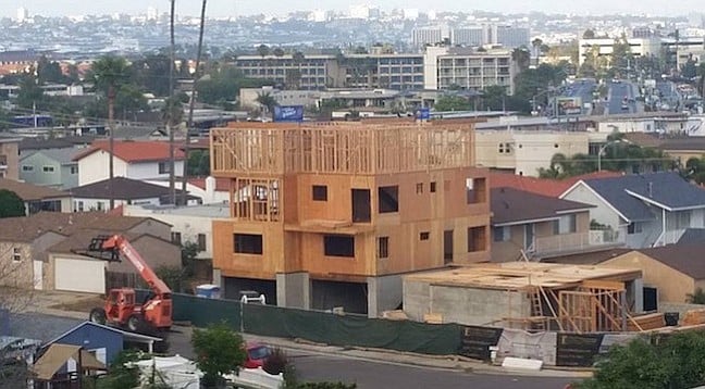 Construction at the corner of Emerson and Evergreen streets in June 2016