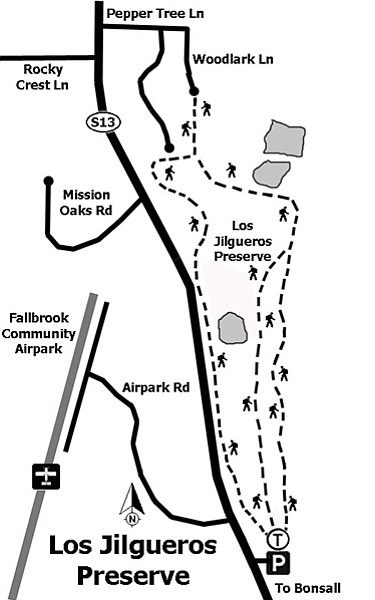 Los Jilgueros Preserve trail map