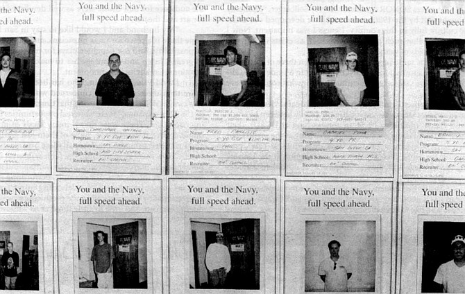Recruits, Kearny Mesa Navy recruiting station. Turning to the forms, Al asked my religious preference, if I had any children, had I done any drugs (this he almost whispered so another recruiter wouldn’t hear).