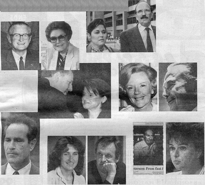 Left to right, top to bottom: Jame and Helen Copley, Susan Golding and Richard Silberman, Scott Peters and Lynn Gorguze, Joan and Ray Krock, Alan Bersin, Frances Hellman and Robert Dynes, Robert Peterson and Maureen O'Connor