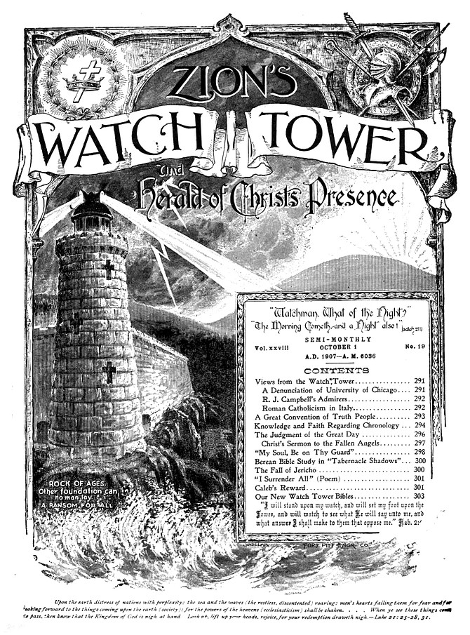 October 1, 1907 issue of Watchtower