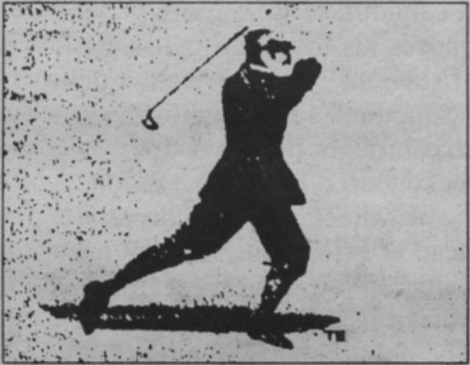 Clip art of a golfer mid-swing