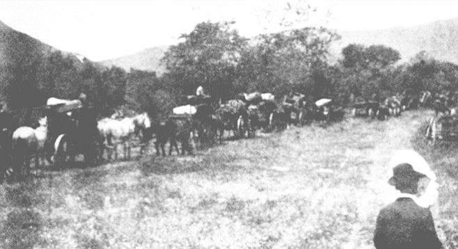 The evacuation from Warner's Ranch to Pala. "We have always been here. We do not care for any other place. It may be good but is not ours. There is no other place for us." - Image by Sawyer