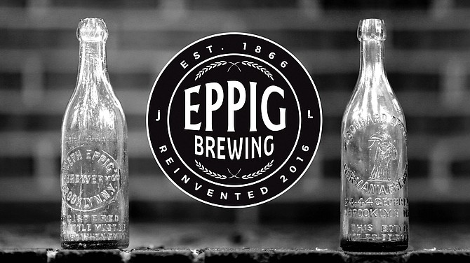 The new Eppig Brewery brand, along with antique bottles from the original family brewery dating to 1866.