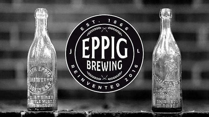 The new Eppig Brewery brand, along with antique bottles from the original family brewery dating to 1866.
