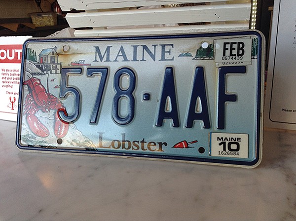 Even Maine license plates have lobsters all over them