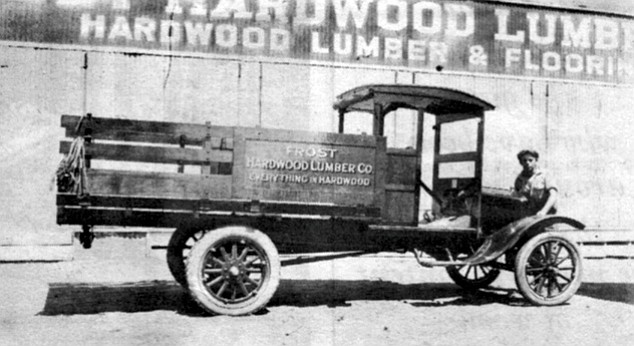 Frost Hardwood Lumber Co. truck; 1921. By specializing in hardwoods the company has avoided the up and down cycles of the construction and softwood lumber businesses.