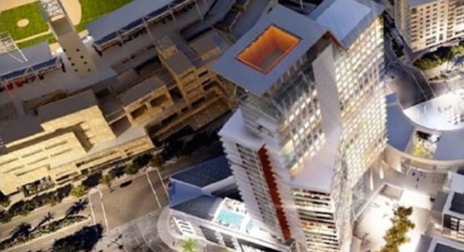 Top view of high-rise originally proposed for the Ballpark District