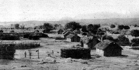 Warner Hot Springs, c. 1893. By 1893 the Indians had built eight bath houses out of adobe; but by then John G. Downey, a former governor of California, had already filed a suit to evict the Cupeño from the area. 
