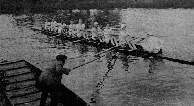 Theobald as coxswain. Theobald became prominent in one of Oxford’s traditional sports, rowing, while also being published in Oxford Poetry, the literary magazine.