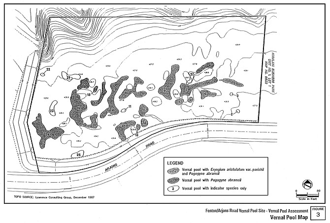 Dudek and Associates map. It’s unrealistic to assume, Haase insists, that his staff would know where every vernal pool map is, especially if the maps are not kept up to date.