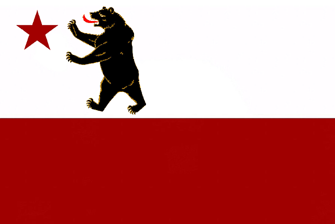 California’s official seal and flag (which, interestingly enough, in its first iteration [pictured] shows the grizzly walking upright)