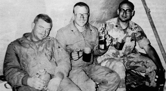 B-Company men after end of war, with contraband alcohol
