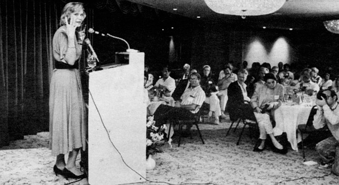 Wilkening speaking at Libertarian Party Supper Club, September, 1991. I couldn't have known that the budget of the Homicide Task Force would be used to track me down halfway around the world. 