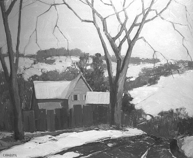 Early Snowfall, Cuyamaca by George Spangenberg. "He had an alcohol habit and paid off his bar bills  in paintings.”