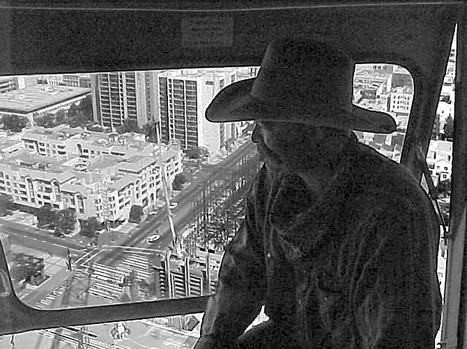 Troy Pinkerton in tower crane