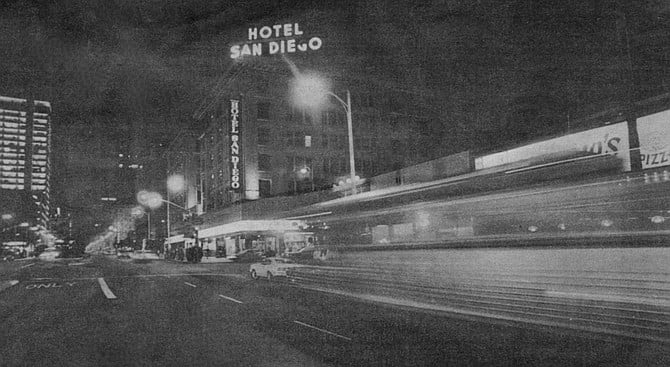 Despite its age (built in the early 1900s by John D. Spreckels) and surroundings, the Hotel San Diego is a comparatively tenable abode.  - Image by Vincent Compagnone