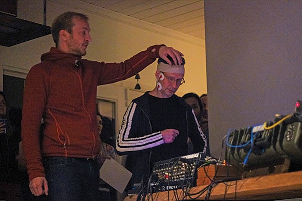 Dr. Stephen Whitmarsh (left) created software to convert EEG signals into audio samples.