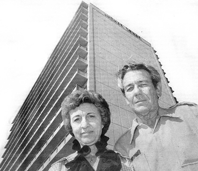 Louise and Hugh Lawrence/Luther Tower. Louise's friend saw a man climb onto the second-floor balconies of Luther Tower and try to open the row of locked windows.  - Image by Jim Coit