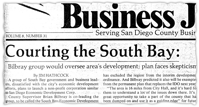 From San Diego Busness Journal, February 29, 1988. Joe Ellis told the newspaper about his own dream for Otay Mesa. 
