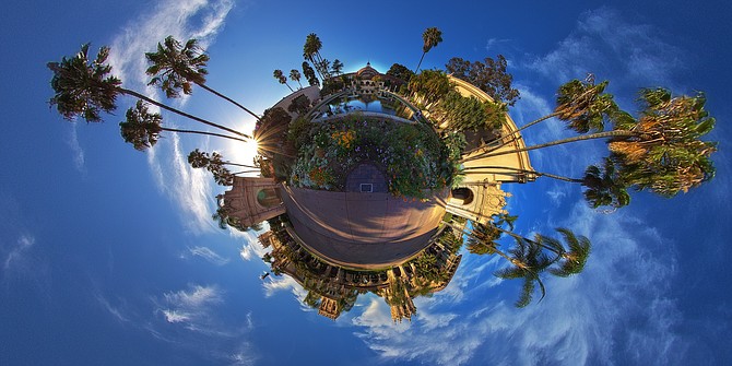 a 360 Panorama of Balboa Park turned Little Planet.