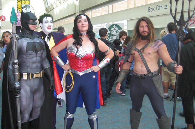 Batman, Joker, Wonder Woman and Aquaman at Comic-Con