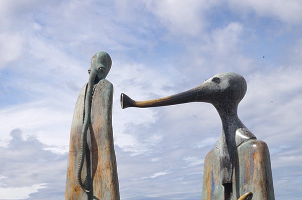 Plascencia wants something different, original, like these interactive sculptures called La Rotonda del Mar, situated on the boardwalk of the beach city of Puerto Vallarta.