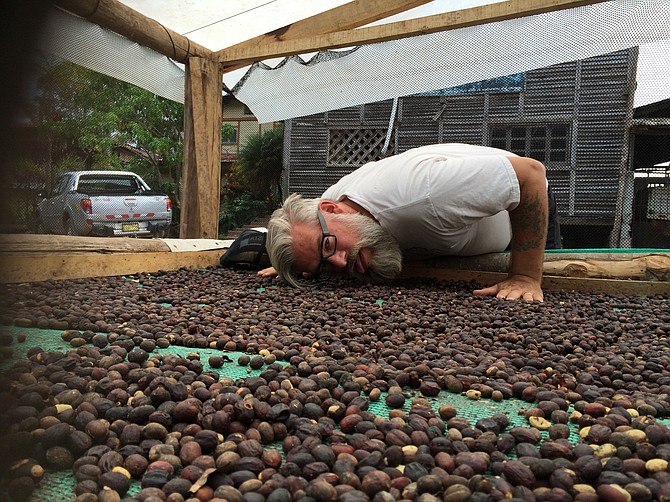 Coffee Spanish author Andy Newbom investigates coffee process during a coffee buying trip.