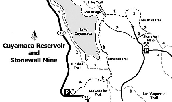 Cuyamaca Reservoir  and Stonewall Mine trail map