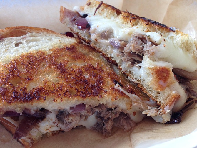 The duck confit grilled cheese tasted every bit as fatty and rich as this looks.