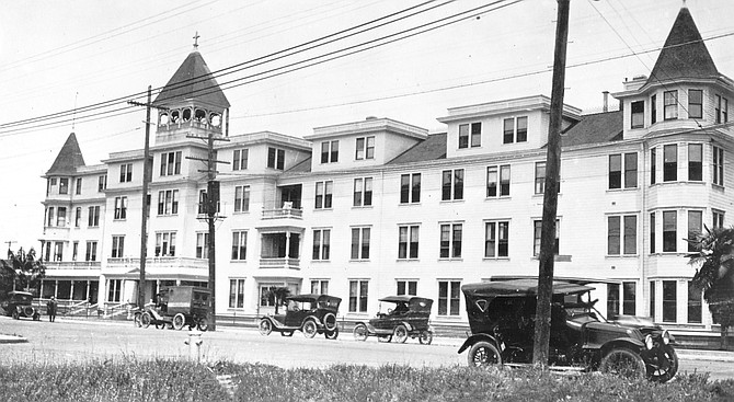 St. Joseph's Hospital, 1921. Tent houses appear where the old men’s dorm was, and across Eighth Avenue one can see the “St. Joseph’s Hospital Nurses Home” and the old men’s dormitory building.