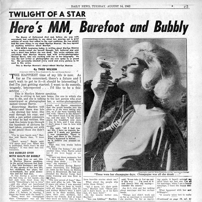 Marilyn Monroe: twilight of a star. New York Daily News, August 14, 1962.