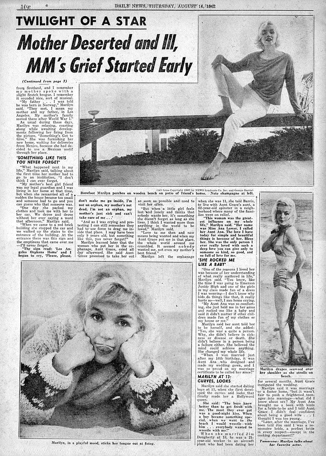 Marilyn Monroe: Twilight of a Star Pt. 2. New York Daily News, August 16, 1962.