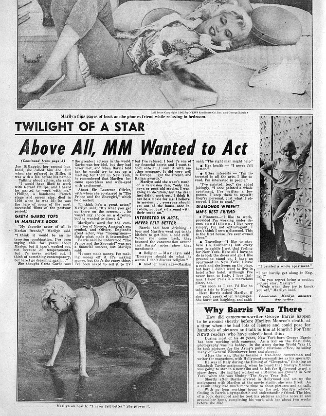 Marilyn Monroe: Twilight of a Star Pt. 3. New York Daily News, August 16, 1962.