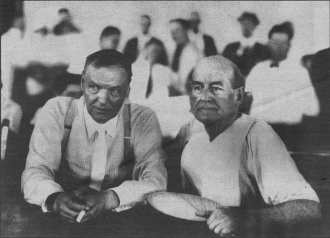 Clarence Darrow and William Jennings Bryan during the Scopes "Monkey" Trial, 1925