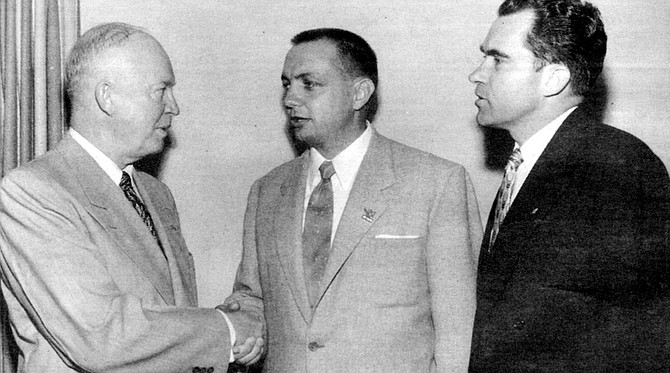 General Dwight Eisenhower, Bob Wilson, Nixon, c. 1952. Copley to Nixon: "I tried this Berlin idea on Bob Finch and Bob Wilson this weekend." 